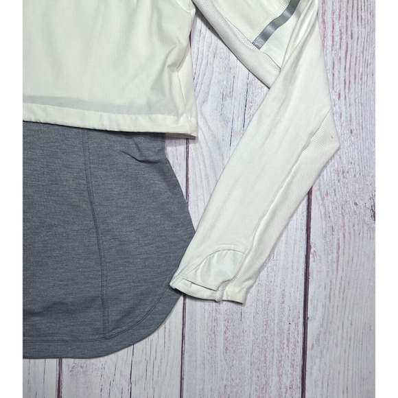 Athleta Jacket Women M White Gray Heather Full Zip Hiking Gorpcore Outdoor Basic - Picture 5 of 12
